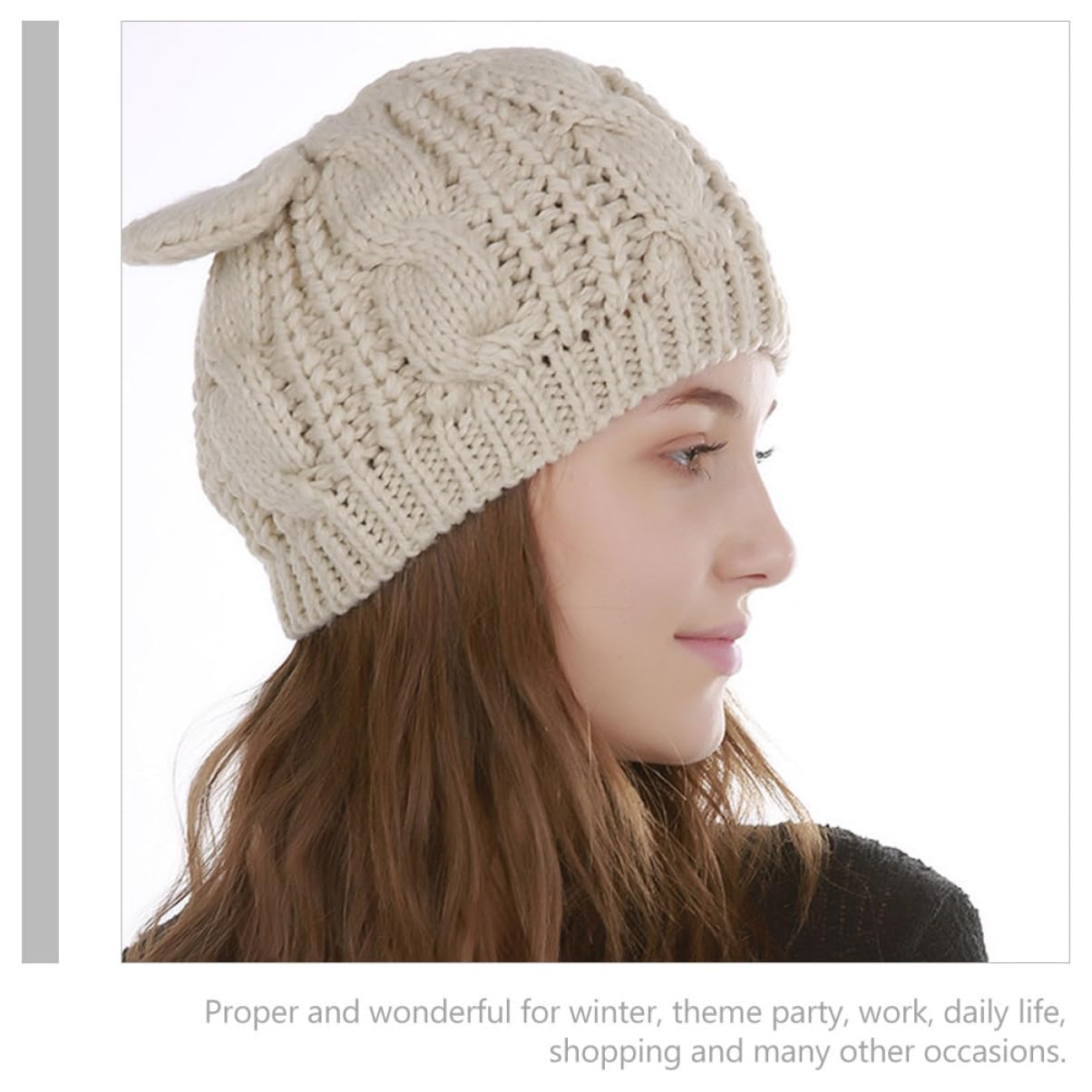 Gorro Con Orejas De Gato Sombrero De Hilo Sombreros Para Mujer De Niña Gorro Termico Tejido Tapa Gorras De Mujer Acrílico