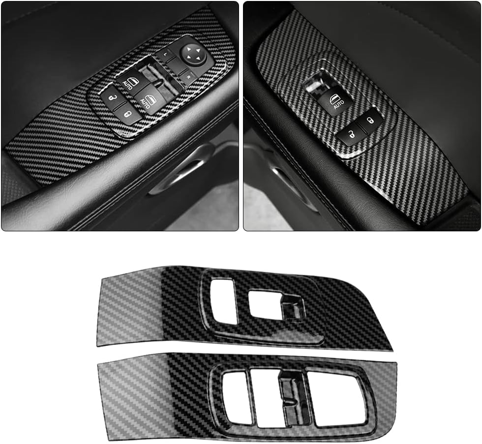 Red Carbon Fiber Headlight Switch Cover For Dodge Challenger (2015-2023) & Charger (2011-2023) – Interior Trim Sticker