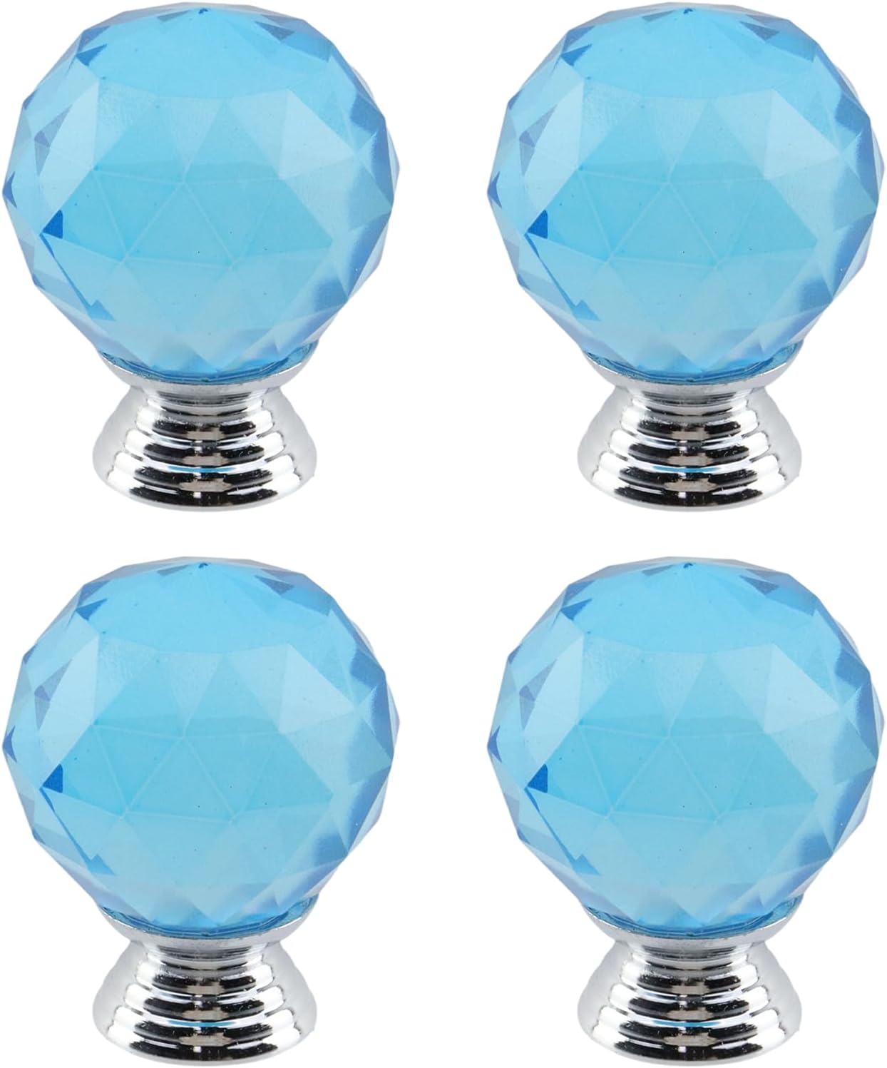 4Pcs Spherical Diamond 1.18"/30mm Crystal Glass Pull Handle Cabinet Knobs Cupboard Drawers Cabinet Dresser Bookcase Wardrobe,Amber