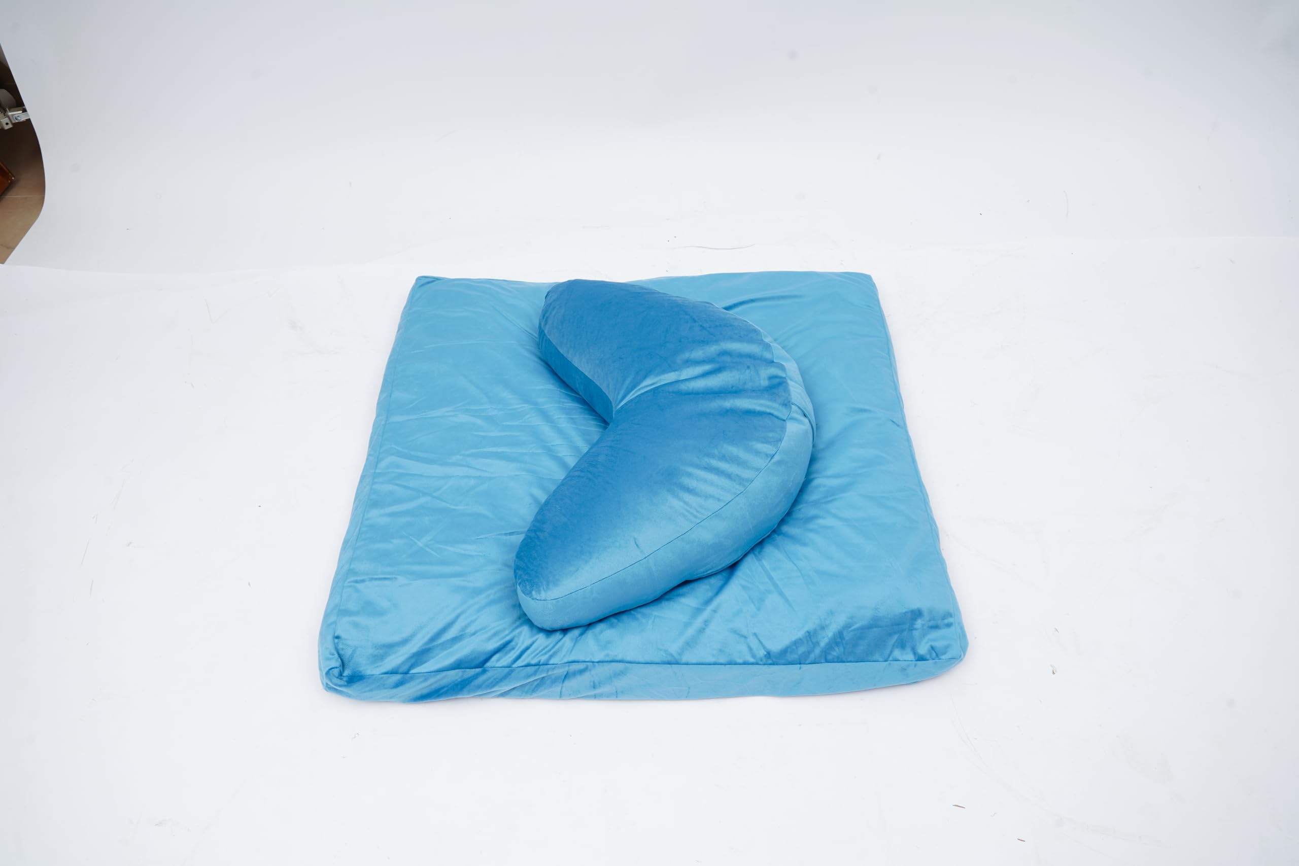 Meditationskissen mit Buchweizenschalen Herzform Dekokissen für Bett Schlafzimmer Wohnzimmer blau 64x27x13cm