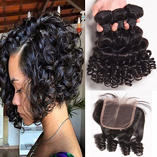 Brazilian Virgin Hair With Closure Bob Weave Bundles Funmi