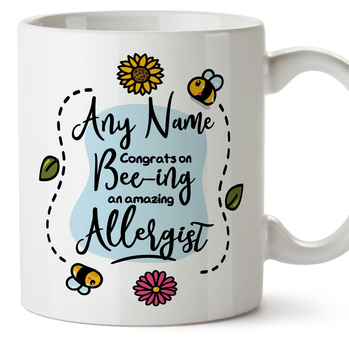 MUGFFINS Personalised Mug for Allergist - in English - Thanks for Beeing - Funny Custom Gift for Colleagues - Ceramic 11oz Mug