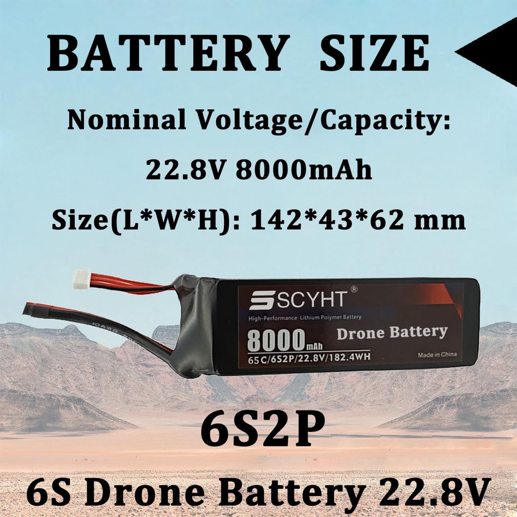 Batteria al litio 22,8 V Batteria Lipo 65C Batterie ricaricabili 8000 mAh Batterie droni per aeromodelli per motore 50 W a 200 W con porta XH-6S,22.8v8000mah 65c xt60 u 1pack
