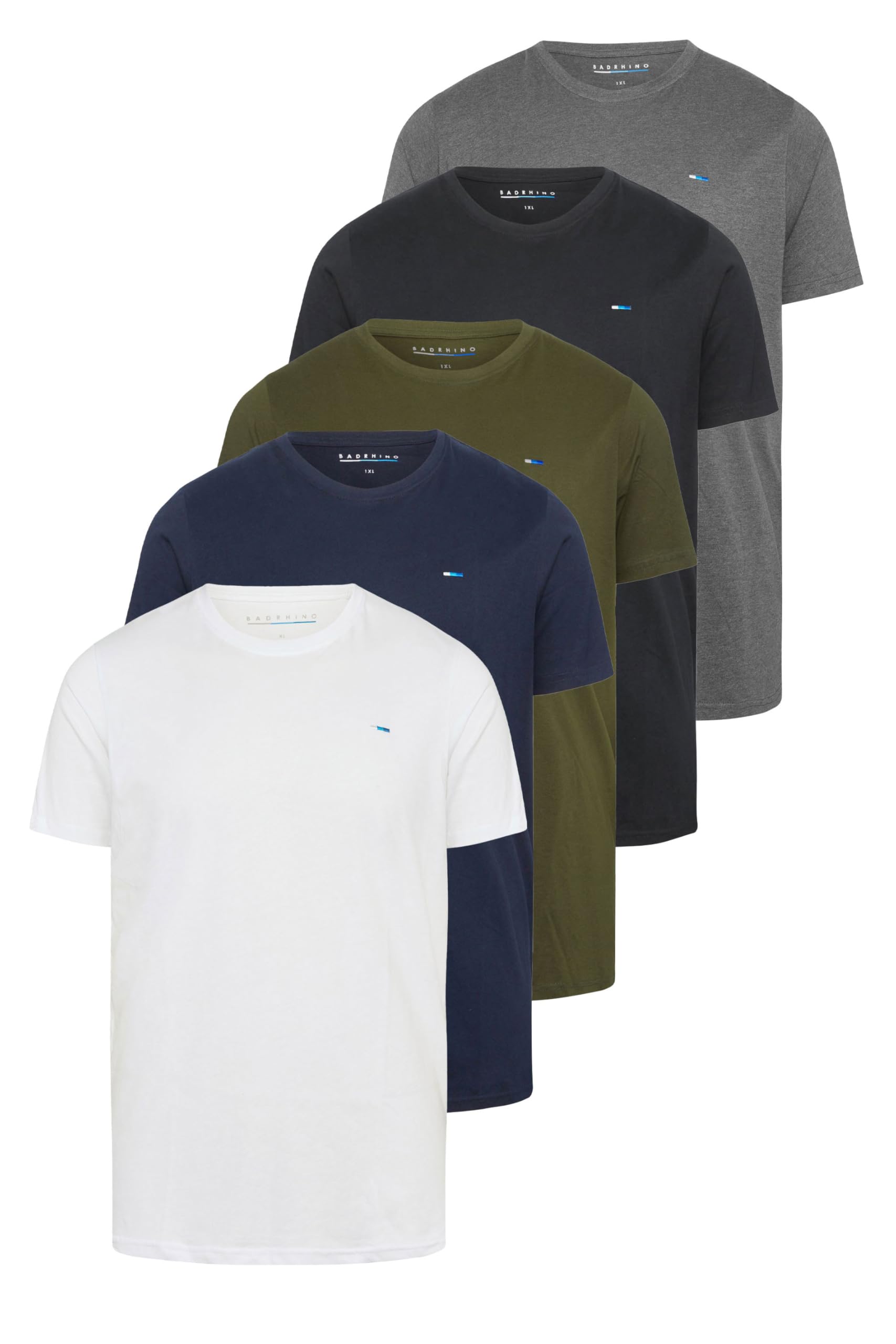 Badrhino 5 Pack Longline T-Shirts - Multi