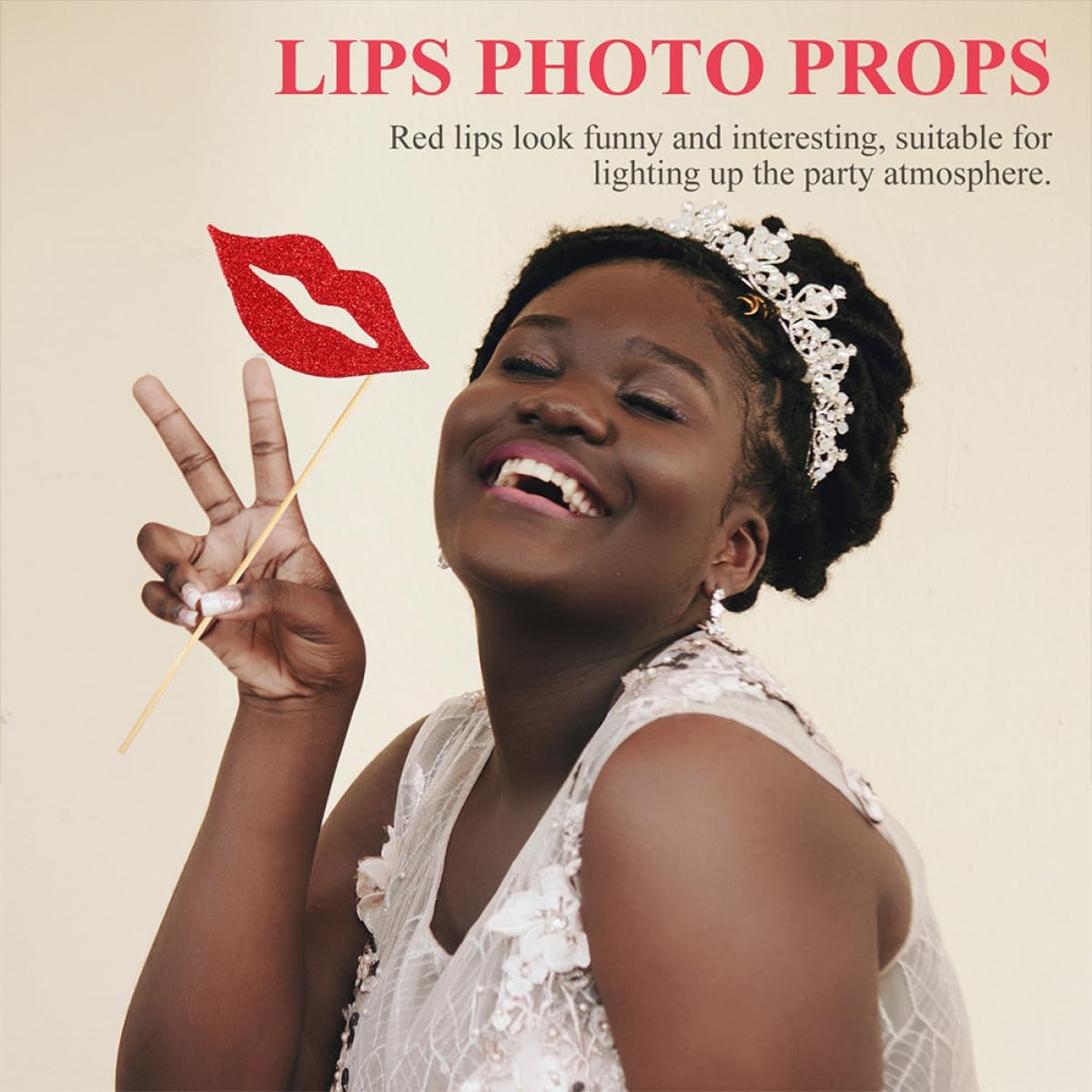 40 Sets Red Lips Photo Props Party Decoration Supplies Fun Creative Mouth Photo Booth Accessories for Birthday Wedding Festival Celebration