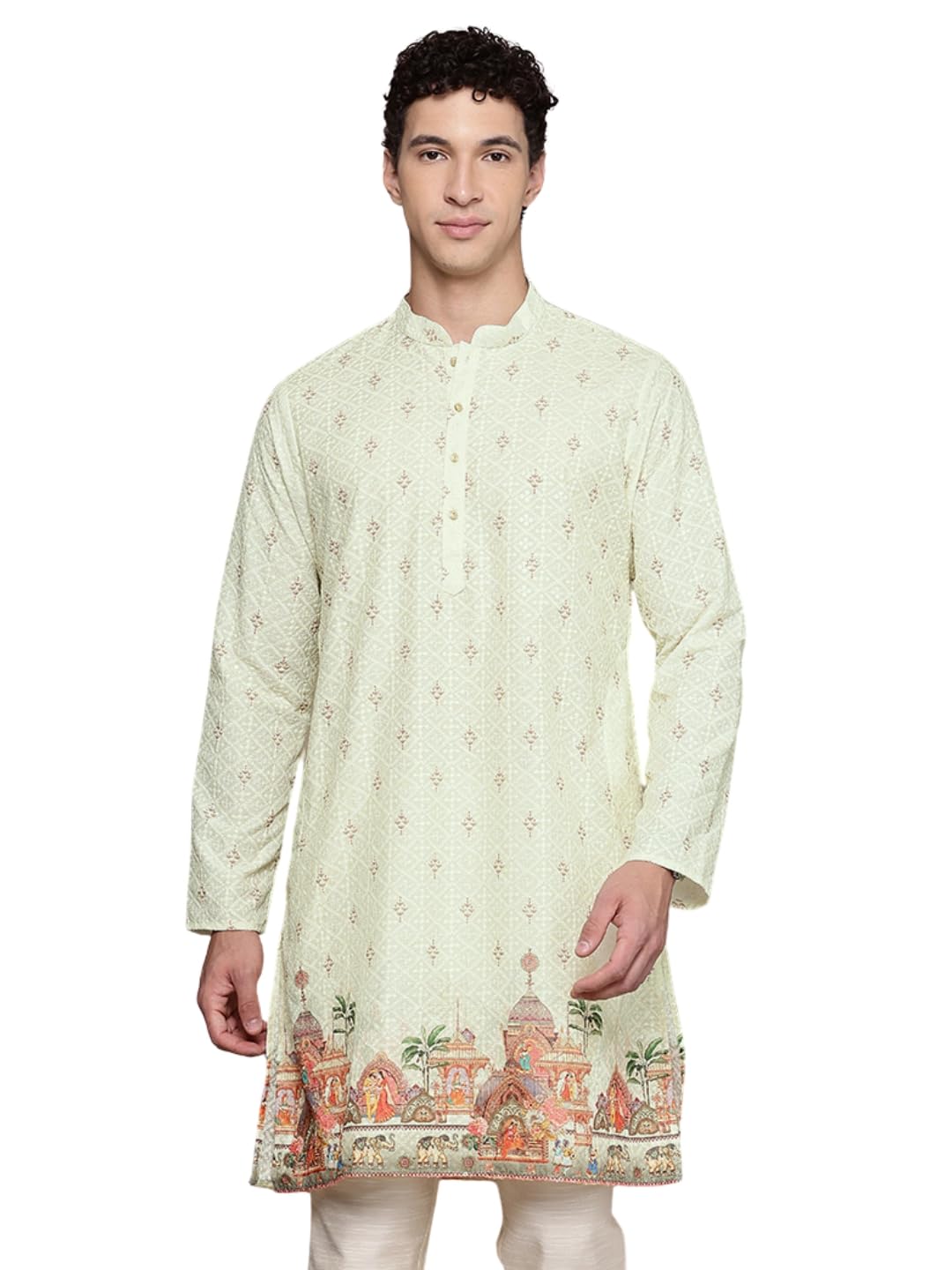 divisive Men's Cotton Blend Embroidered Regular Fit Printed Long Kurta-picture-25
