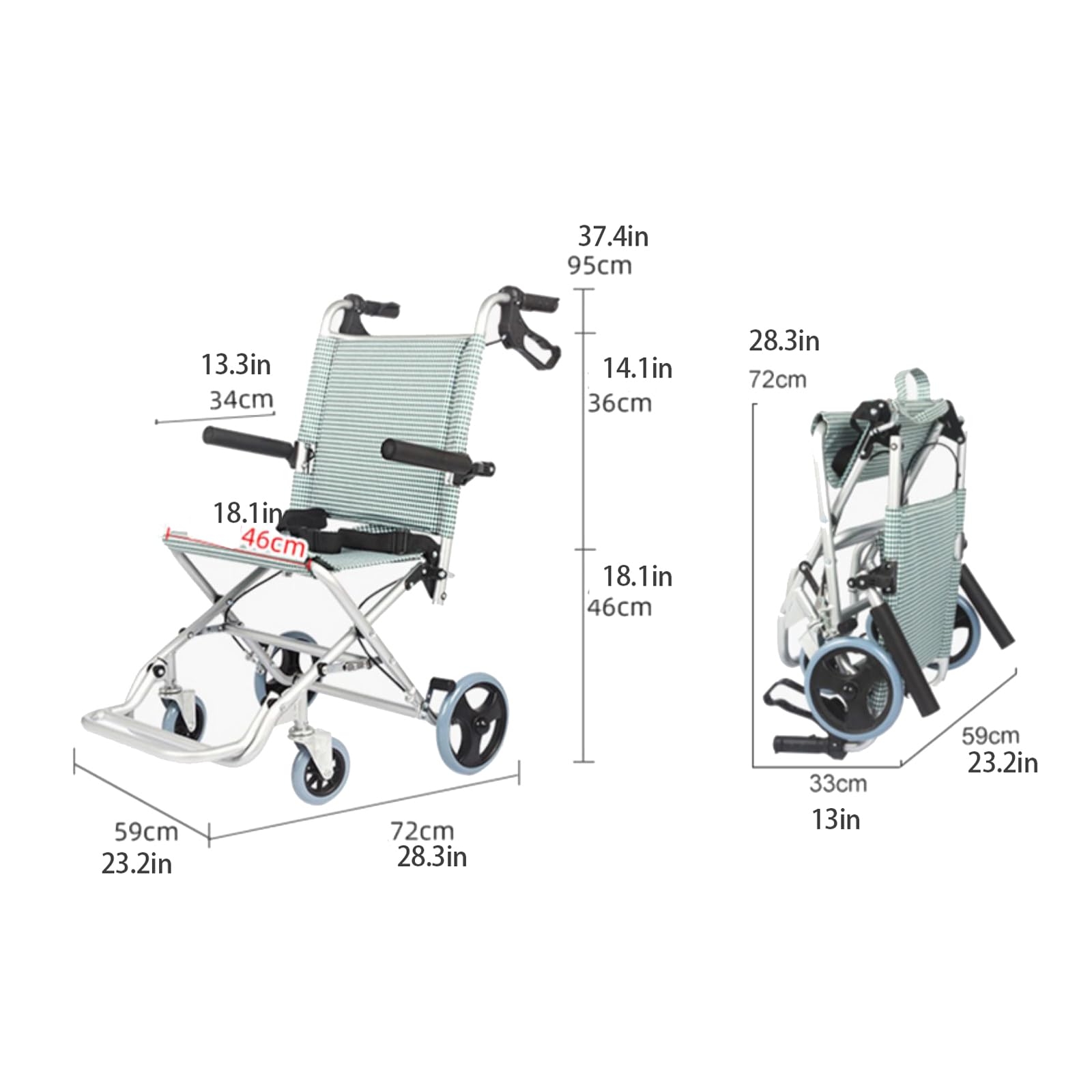 Silla De Ruedas Plegable De Aleación De Aluminio, Silla De Ruedas Manual Ultraligera con Frenos De Mano, Silla De Ruedas De Transporte Ligera para Personas Mayores, Sopo,