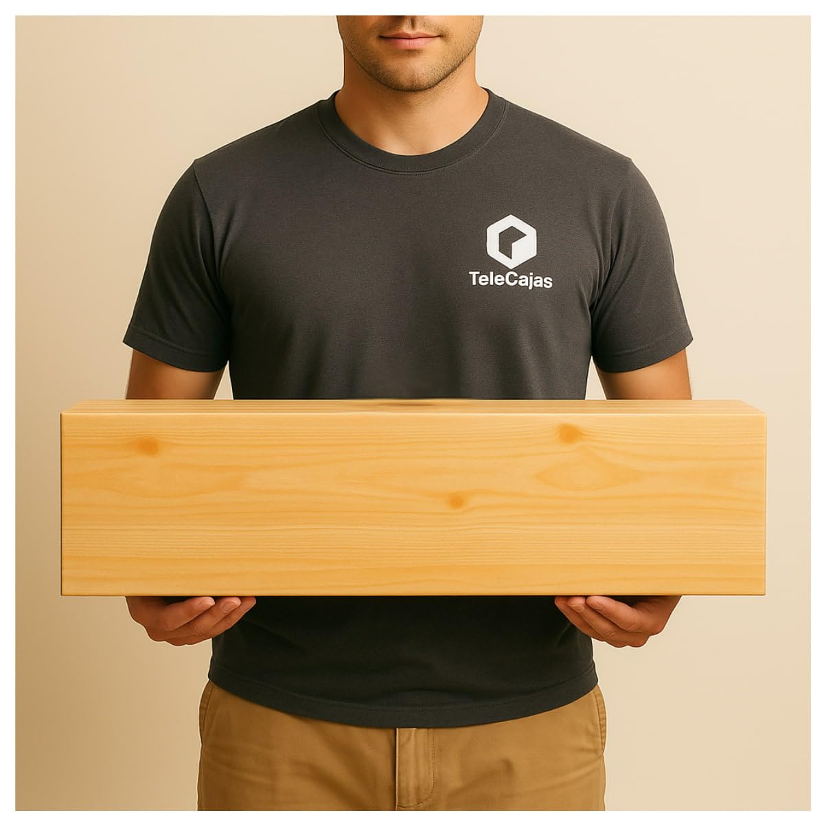 TELECAJAS | 5 Cajas Jamón Efecto Madera EXTRAFUERTES - (89x13x27 cms) Doble Solapa | Asa integrada | Pack de 5 Estuches