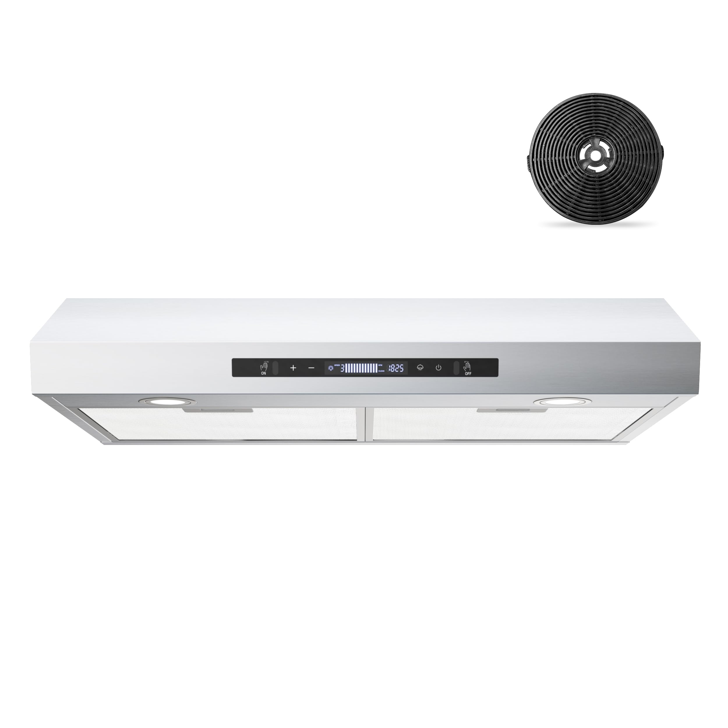 FIREGAS Range Hood 30 Inch Under Cabinet, 450 CFM Ducted/Ductless Kitchen Hood with 3 Speed Fan, Stove Hood Vent with Gesture and Touch Control, Delay Function and LED Lights, Charcoal Filter