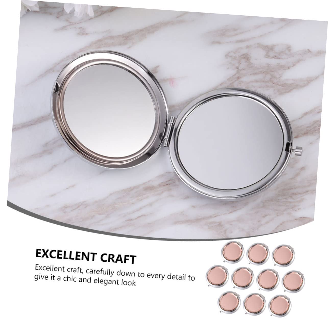 ERINGOGO 10 Pezzi Specchietto Cosmetico Portatile Bifacciale Compatto in Design e Resistente per Viaggio e Borsa