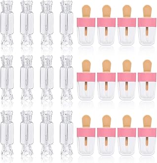 24PCS Lip Gloss Tubes - Candy Ice Cream Shape Lip Gloss Containers Empty - Refillable Clear Lipgloss/Lip Balm Containers for Girls Women DIY Cosmetics (12 candy and 12 ice cream)