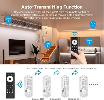 BTF-LIGHTING CH21W WiFi Bluetooth Smart LED Controller 20kHz High Frequency PWM Dimmer for No Flicker No Buzzing Single Color & CCT LED Strips Works with Alexa Google Home Smart Life App (No Remote)