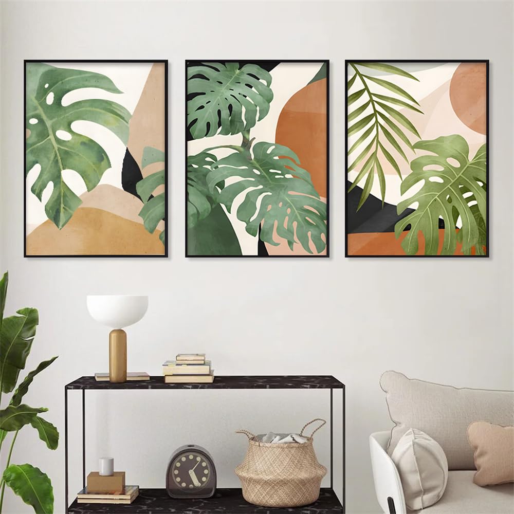 WBYZAC Botanical Posters-Rainforest Green Plant Leaves Simple Bohemian Canvas Painting Poster Printing Wall Art Painting Living Room Bedroom Kitchen Home Decoration-60 * 70cm*3PCS (No Frame)