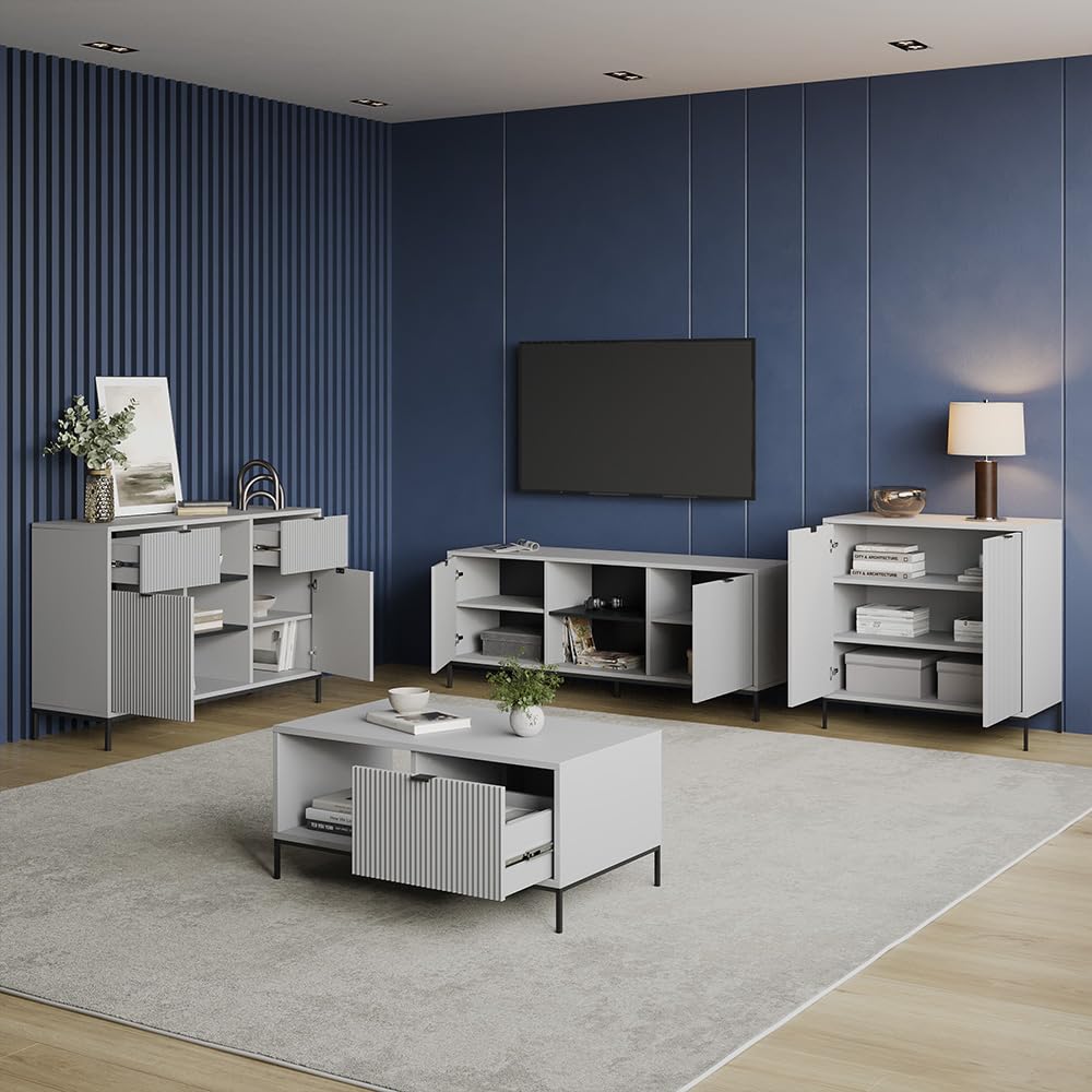 Livinity Cassettiera per camera da letto Aterno, Grigio, 120 x 81.2 cm