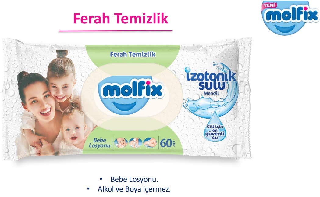 Molfix Islak Havlu Mendil İzotonik Ferah Temizlik 3 Lü set 60 Yaprak Plastik Kapaklı