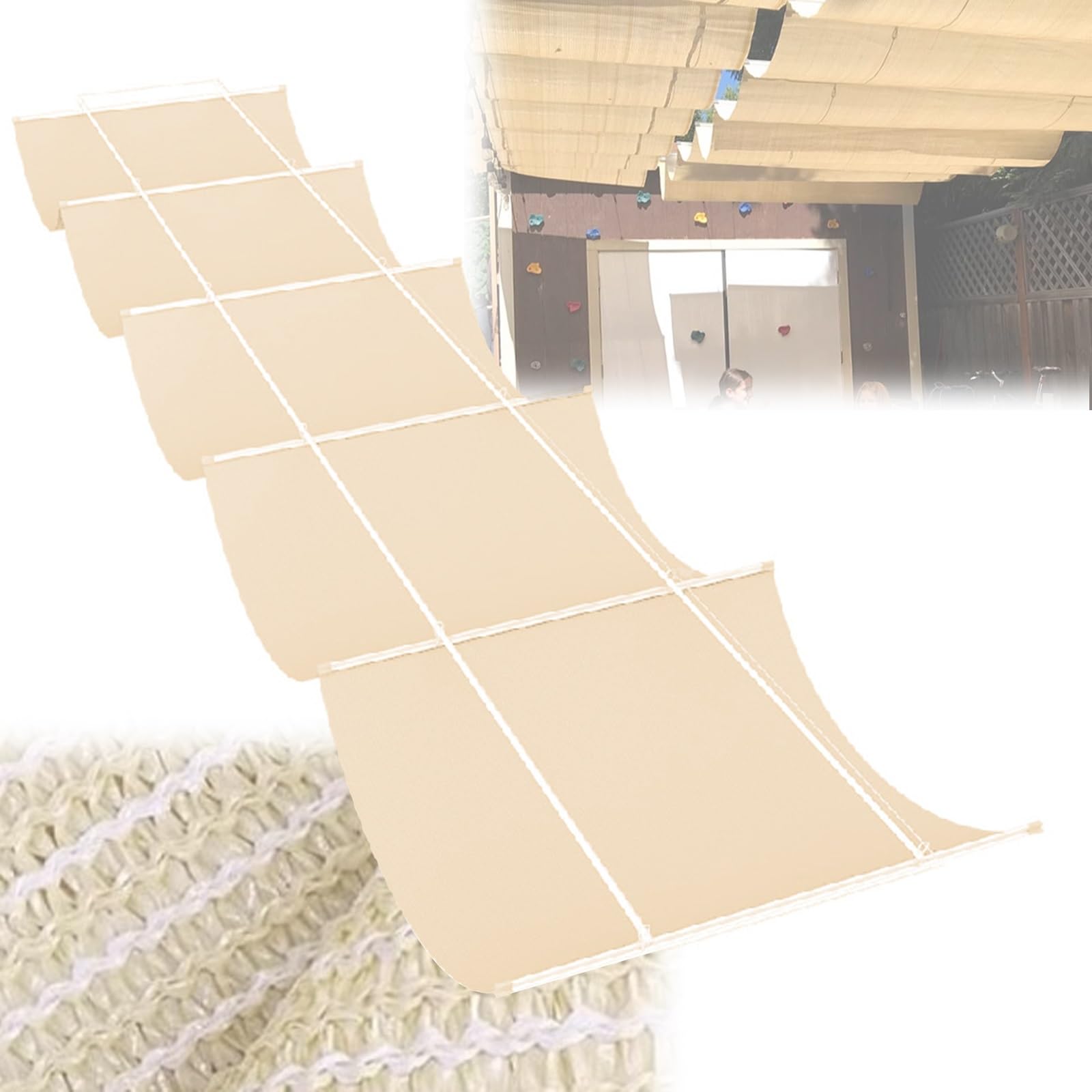 Wysuwany żagiel przeciwsłoneczny, odporna na promieniowanie UV, plandeka HDPE, na patio i podwórko, 1,5 x 4 m