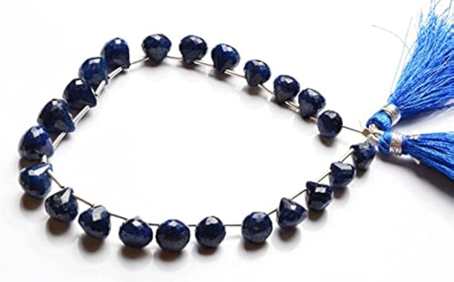 Saphir bleu perles oignons facettées 7.5-10mm pierre naturelle pour fabrication bijoux artisanaux