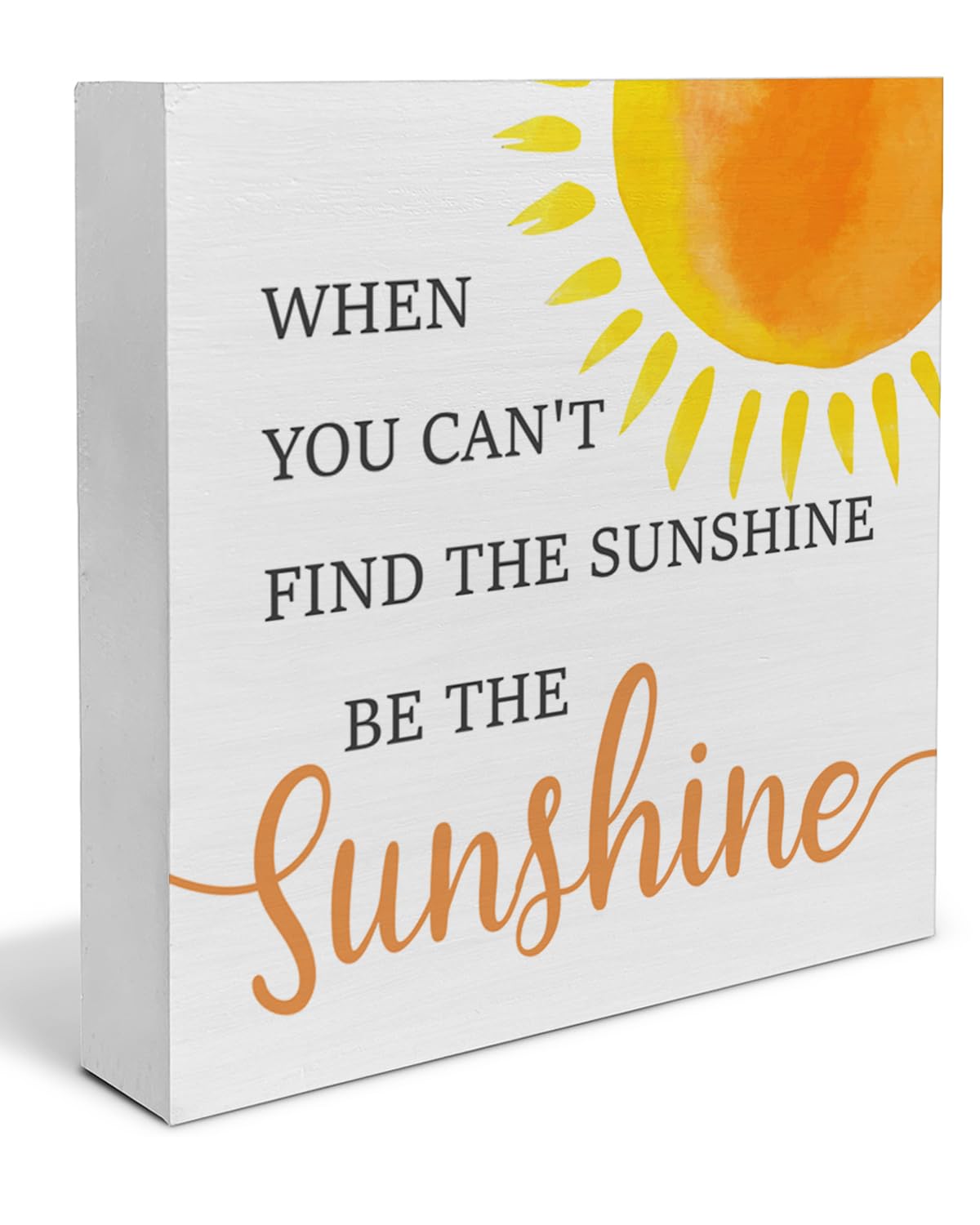 CIANMGD Country Sunshine Wood Sign Decor Desk Sign Summer Sunshine Quote Sun Wooden Block Sign Rustic Home Office Shelf Wall Decoration