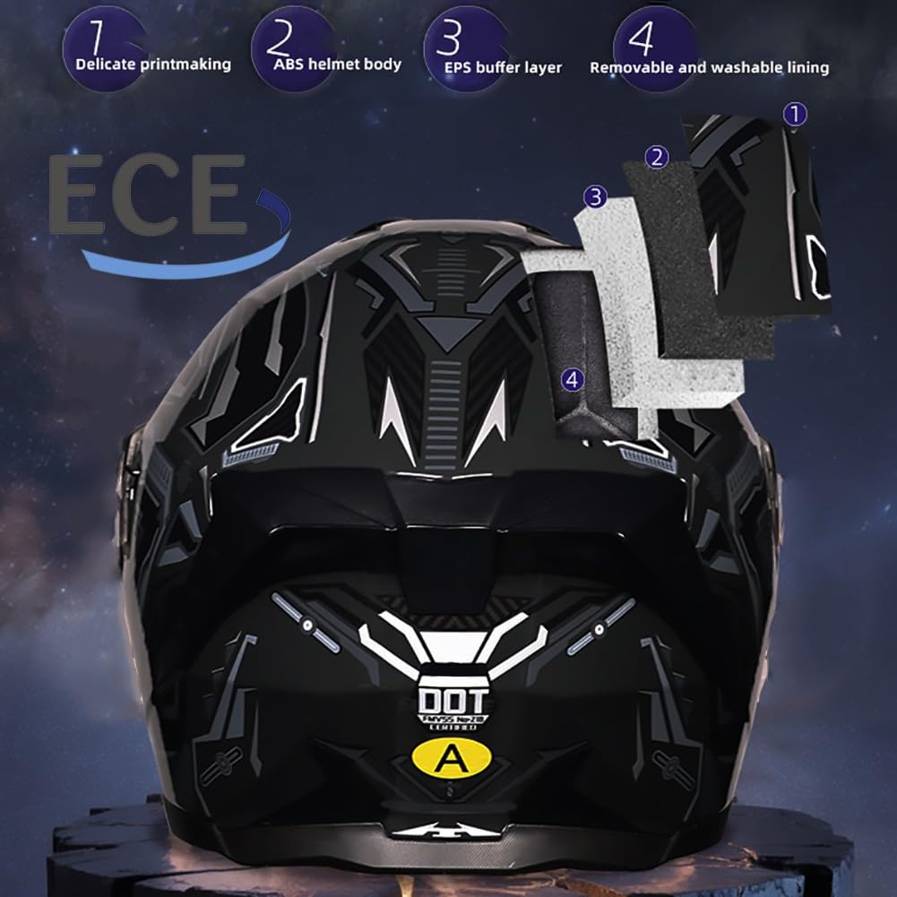 Casco Modulare Moto Bluetooth Integrato, Certificazione ECER22.06 Caschi Modulari Apribili Dual Visor Anti-Fog Caschi, Casco Moto Integrale Full Face Freddo per Uomo Dona 54~63cm