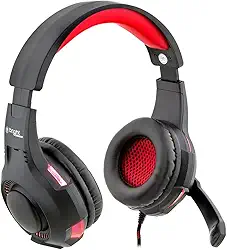 Bright Headset Fone Gamer com LED Vermelho P2 USB com haste regulável, controle de volume, microfone integrado, captação de voz 0468