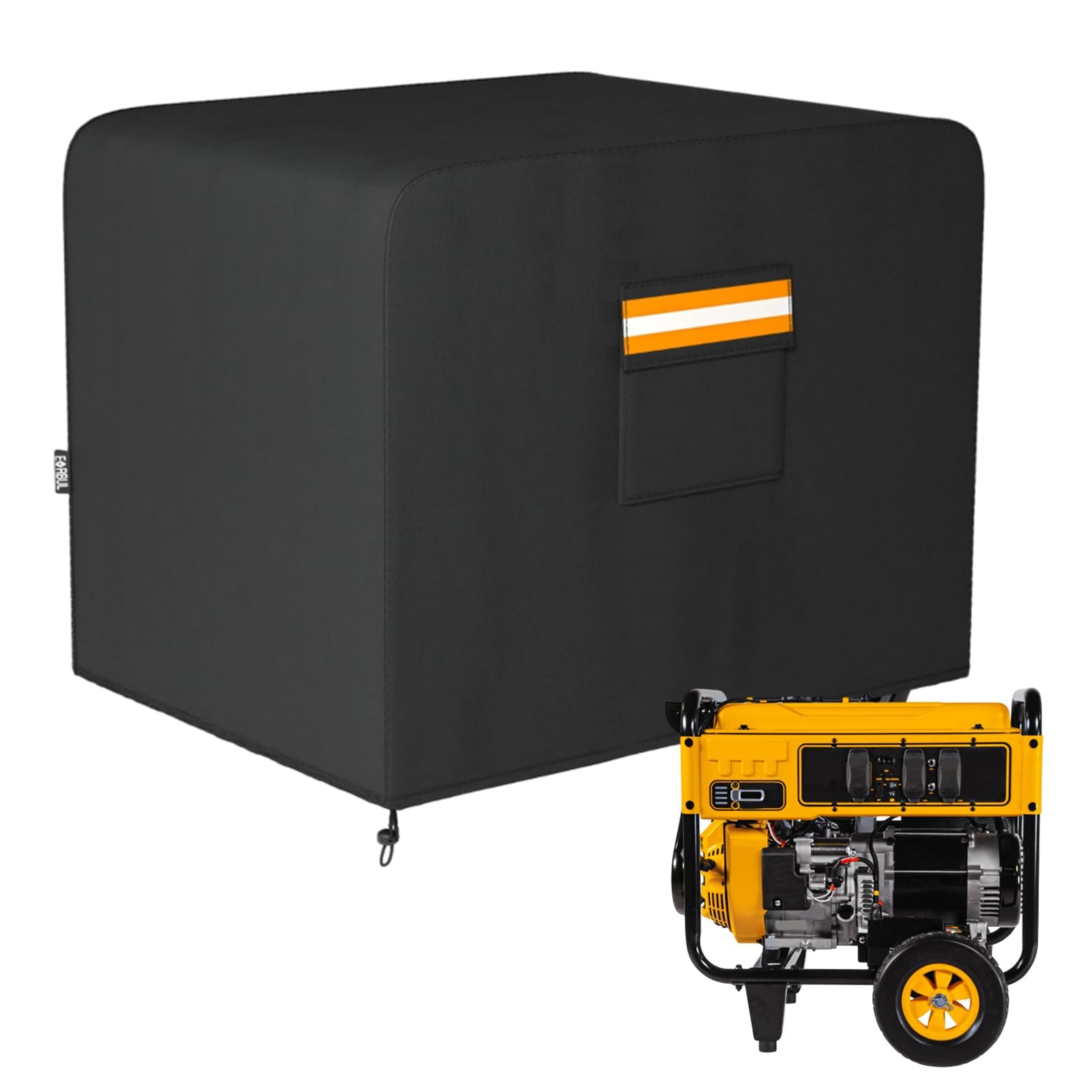 EVRBUL Generator Abdeckung, 81 cm x 61 cm x 61 cm Robuste wasserdichte 420D-Allwetter-Generatorabdeckung mit Aufbewahrungstasche, kompatibel mit den meisten Generatoren von 5000-10000 Watt (Schwarz)