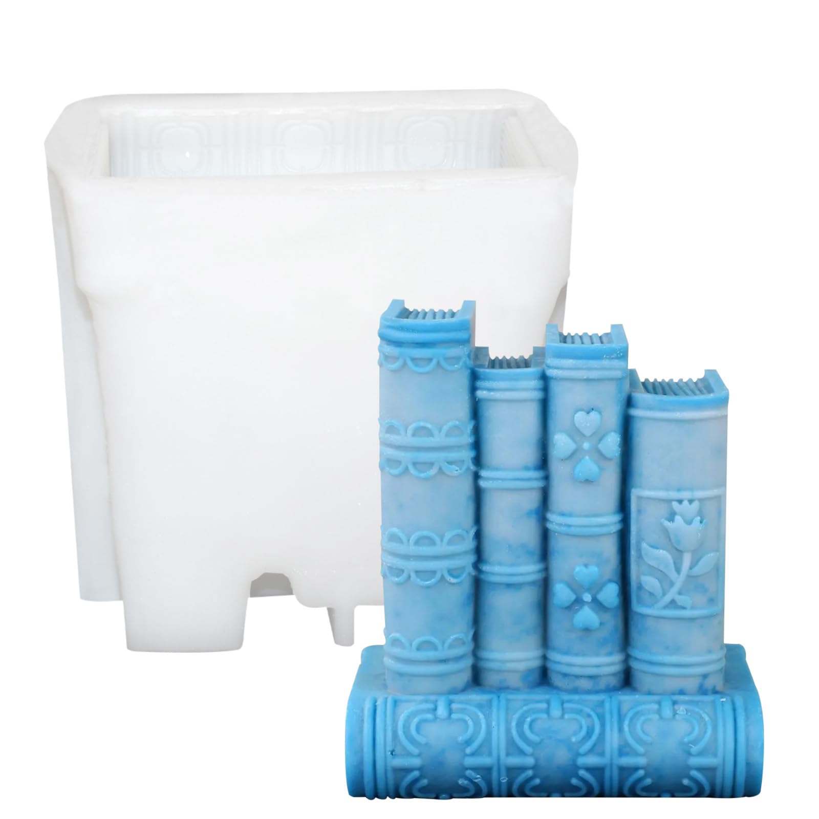 Silicone Candle Mold Retro Book Shape Silicone Mold for Candle Making 3D Book Silicone Soap Candle Mold Vintage Book Chocolate Candy Fondant Mold for Scented Candles Soaps Fondant Making