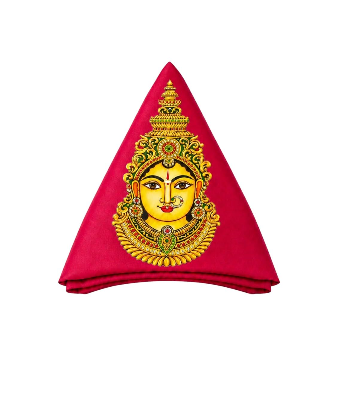 Cotton Blouse Piece with Goddess Durga Design Red-picture-19
