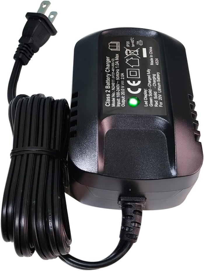 for Hyper Tough 20V 2A Lithium-Ion Battery Fast Charger with LED Indicator Light US Plug HT21-401-003-12
