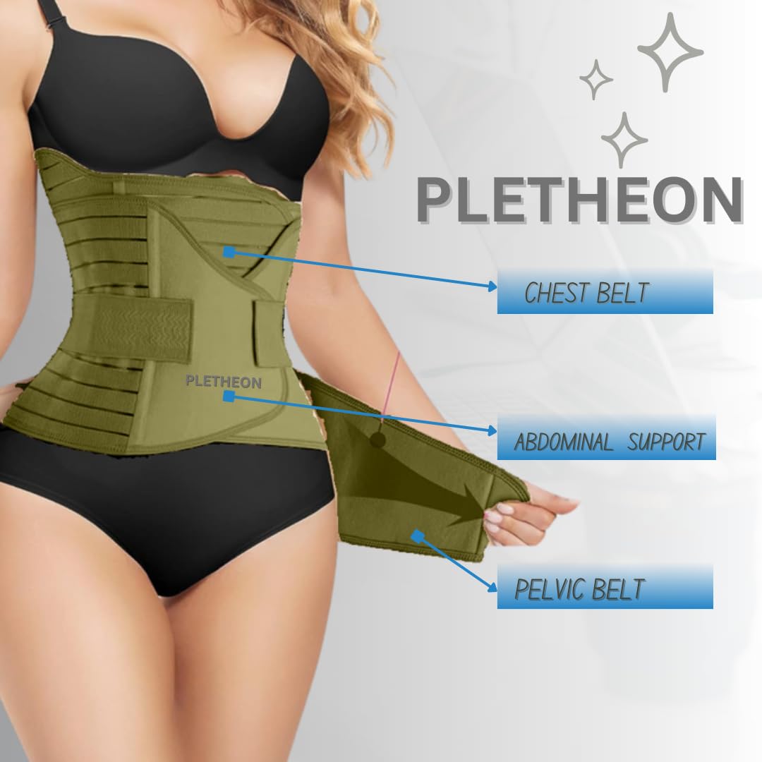PLETHEON Post Pregnancy Belt For Belly, Waist & Pelvis Slimming belt For After Delivery C-Section Abdomen belt Postpartum Stomach Wrap Abdominal belt (Free size-Green),Cotton Blend - Image 5 thumbnail