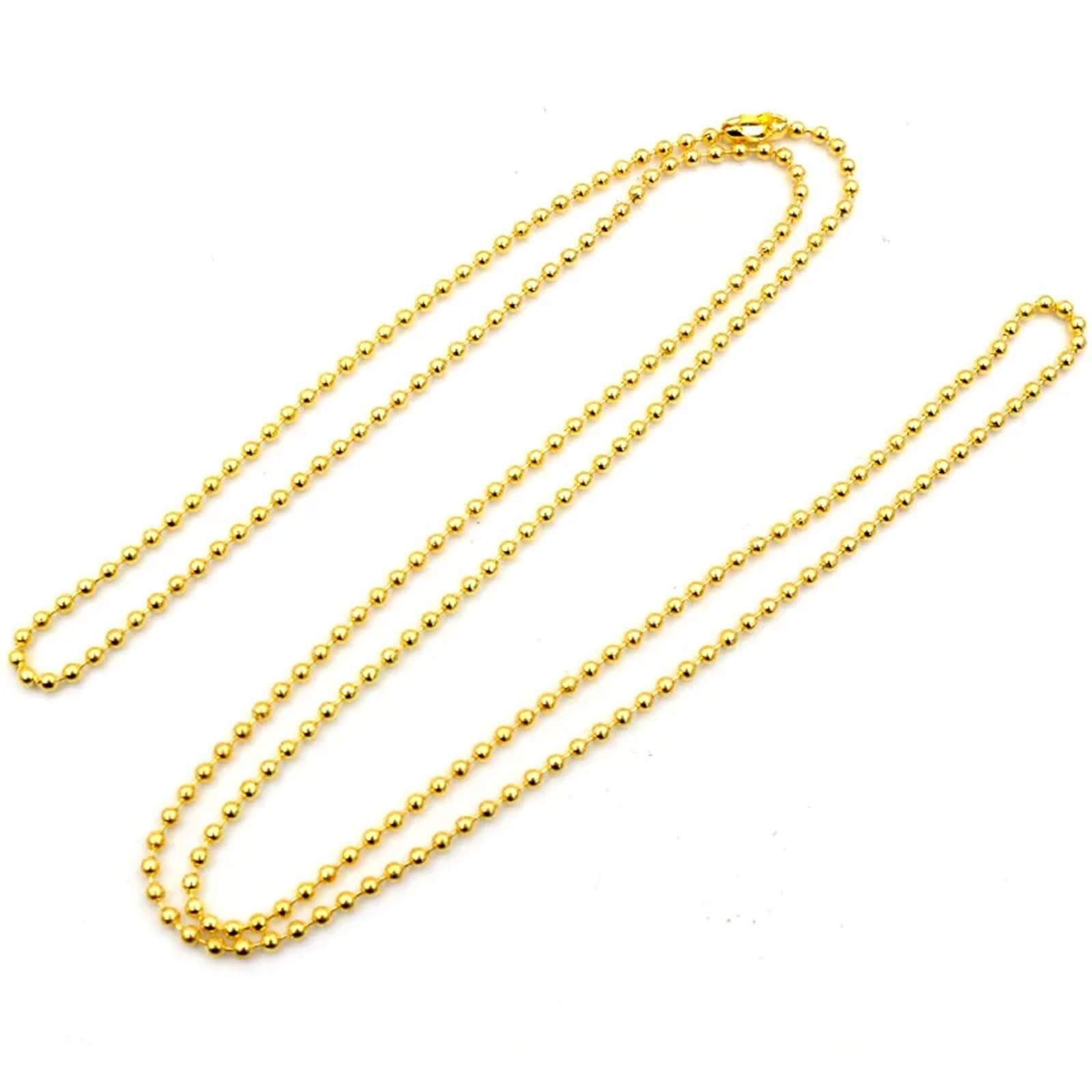 Brelok z łańcuszkiem kulkowym, 50 szt., długość 65 cm, pozłacane złącze koralikowe do podstawy zawieszkami(Gold,2.0mm)