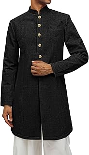 Mens Kurta Coats Indian Mandarin Collar Attire Ethnic Outfits Wedding Fe...