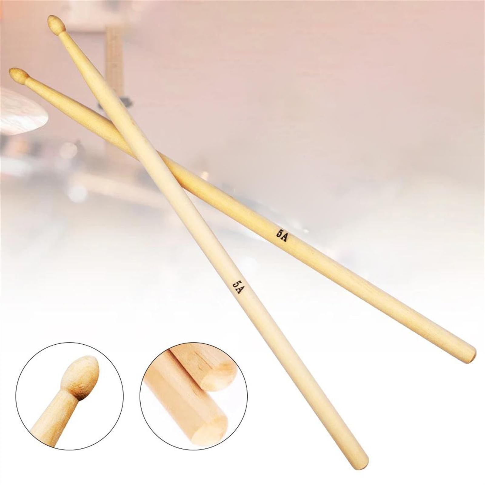 Baquetas para Principiantes Baquetas De Madera De Arce Con Punta Ovalada, Baquetas 5A, Juego De Batería De 16 Pulgadas De Longitud, Accesorios Para Instrumentos (Color : 10 pair)