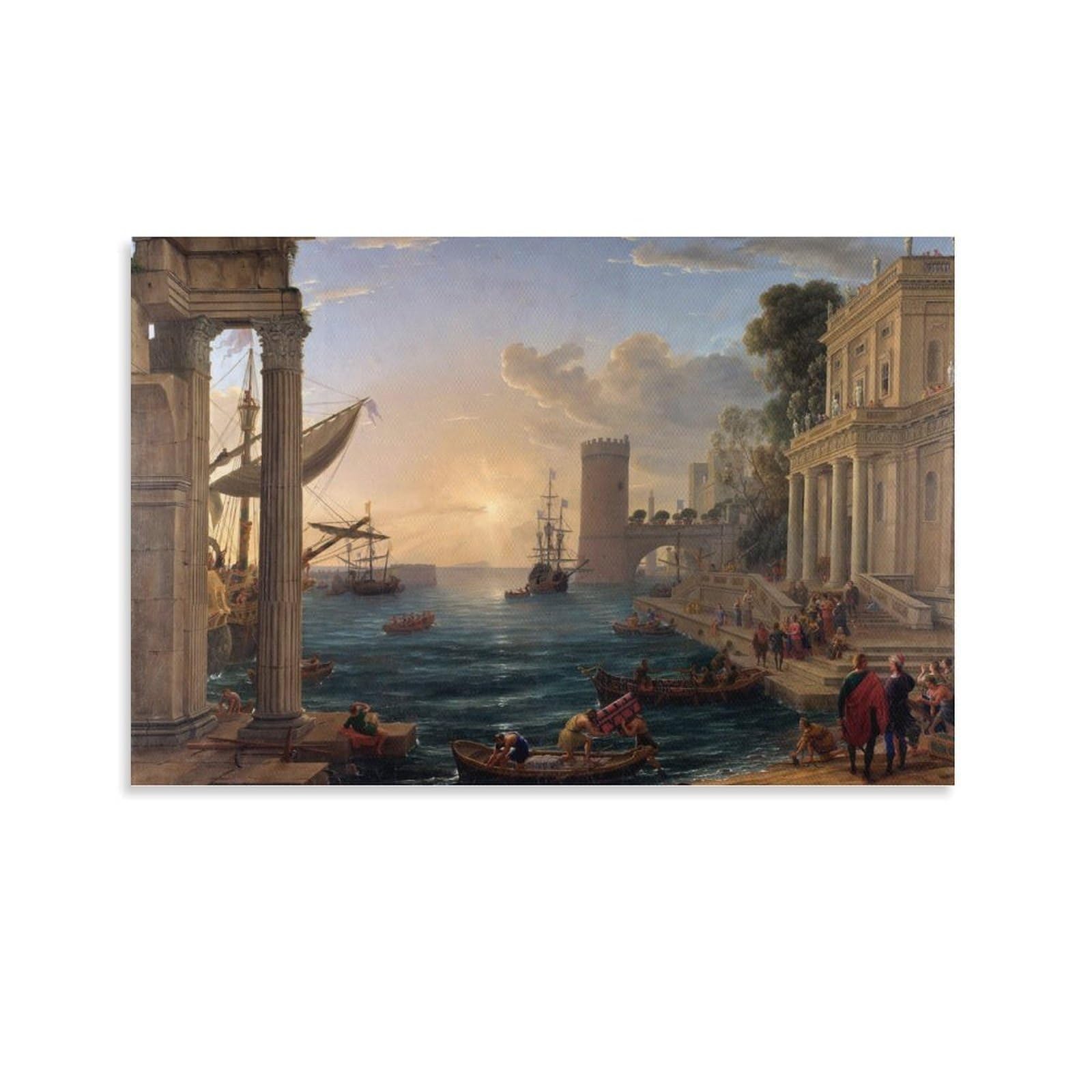 Seaport with The Embarkation of The Queen of Sheba by Claude Monet Wall Art Prints Poster Wall Art Poster Scroll Canvas Painting Picture Living Room Decor Home 12x18inch(30x45cm)