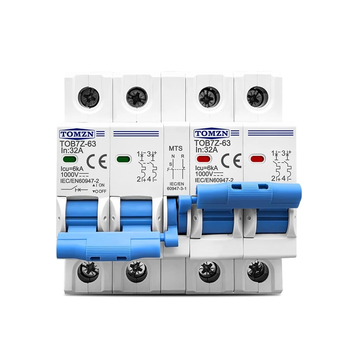 Interruttore Magnetotermico Interruttore Automatico di trasferimento Manuale a Doppia Alimentazione MTS 2P Plus DC MCB(63A)