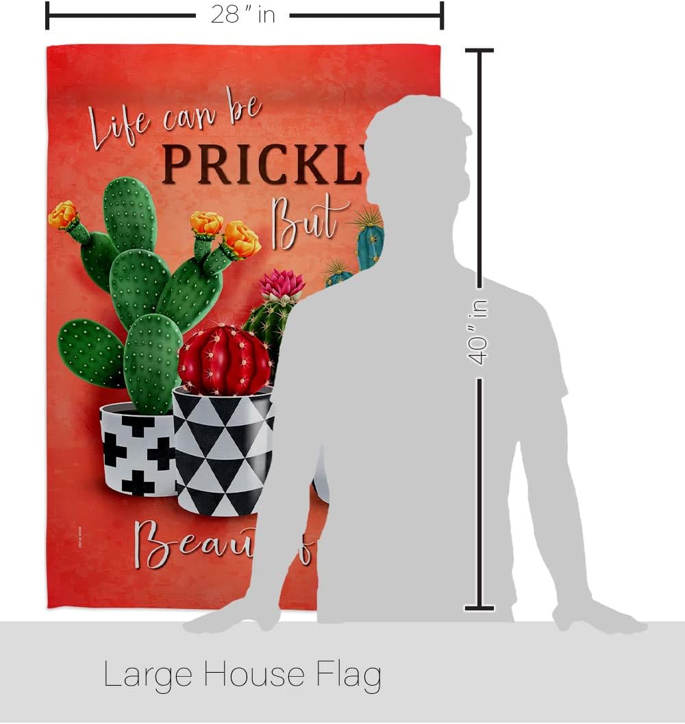 Breeze Decor Prickly But Beautiful House Flag Regional Southwest Desert Cactus Country Succulent Particular Area Decoration Banner Small Garden Yard Gift Double-Sided, Made in USA