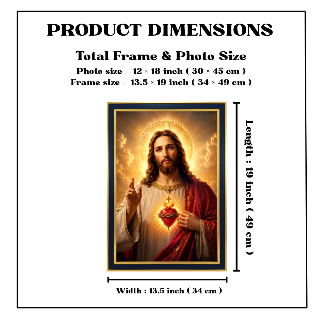 Jesus Christ Sacred Heart Photo Frame - Golden Black -2 Jesus Christ Sacred Heart Photo Frame - Golden Black -2