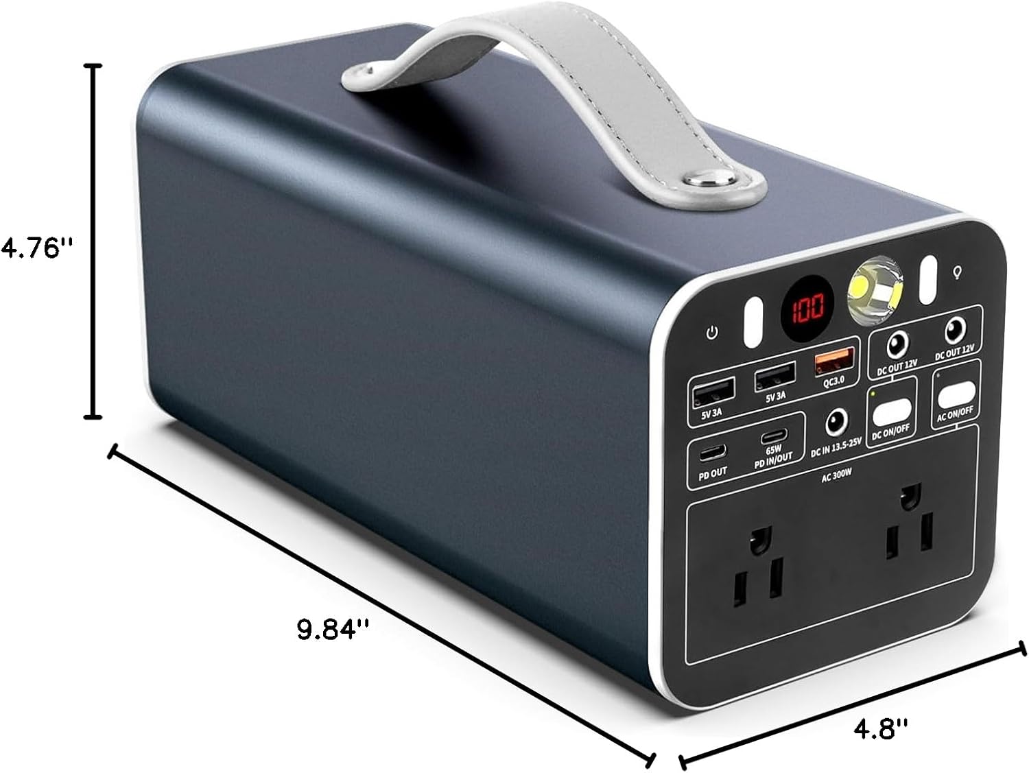 Dimensions of Powdeom 300W Portable Power Station