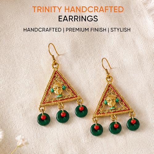 Image of Handcrafted Tribal & Dhokra Art Earrings Collection for Women - Royal Boho Statement Designs in Brass, Wooden, Beaded & Geometric Styles