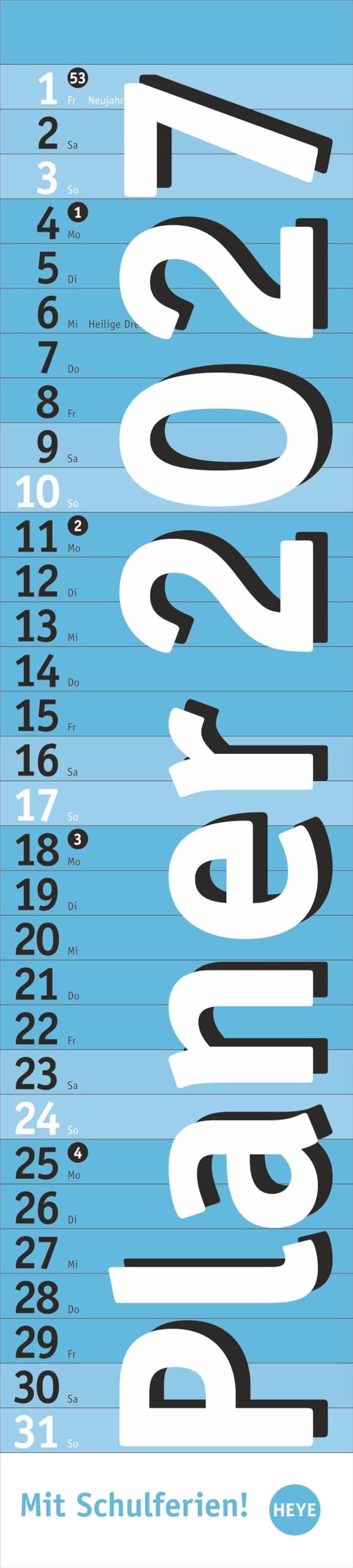 Langplaner, hellblau 2027: Langplaner, hellblau. Praktischer Streifenkalender mit viel Platz für Termine. Eine Organisationshilfe mit Fokus auf das Wesentliche. Wandkalender 2027 zum Eintragen