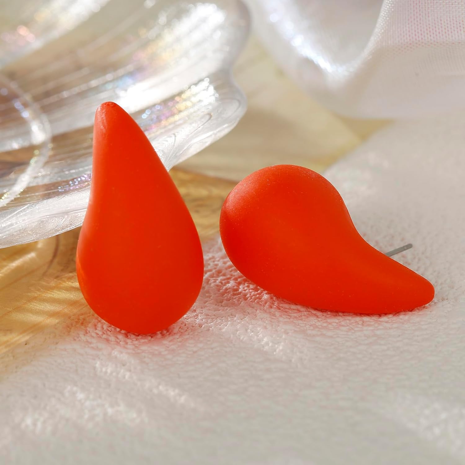 Chunky Acrylic Hoop Earrings, Lightweight Waterdrop Hoops Earrings, Hypoallergenic Trendy Jewelry for Women - Image 3