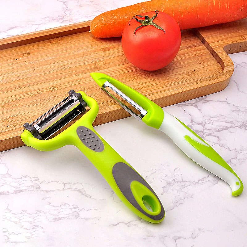 3-In-1 Vegetable Peeler - Apple Potato Peelers for Kitchen - Rotatable Blade for Carrot, Fruit, Veggie, Cucumber with Sharp Blades & Non-Slip Handle (Y Peeler + I Peeler), Green