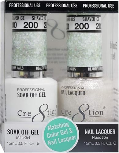 200 Shaved Ice Cre8tion DuoGel Gel de color a juego perfecto para remojar y esmalte de uñas, paquete de 0.5 fl oz0.5 onzas líquidas