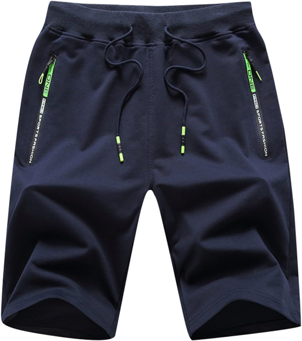 Ymosrh Mens Shorts Casual Drawstring Elastic Waist Workout Shorts with Zipper Pockets