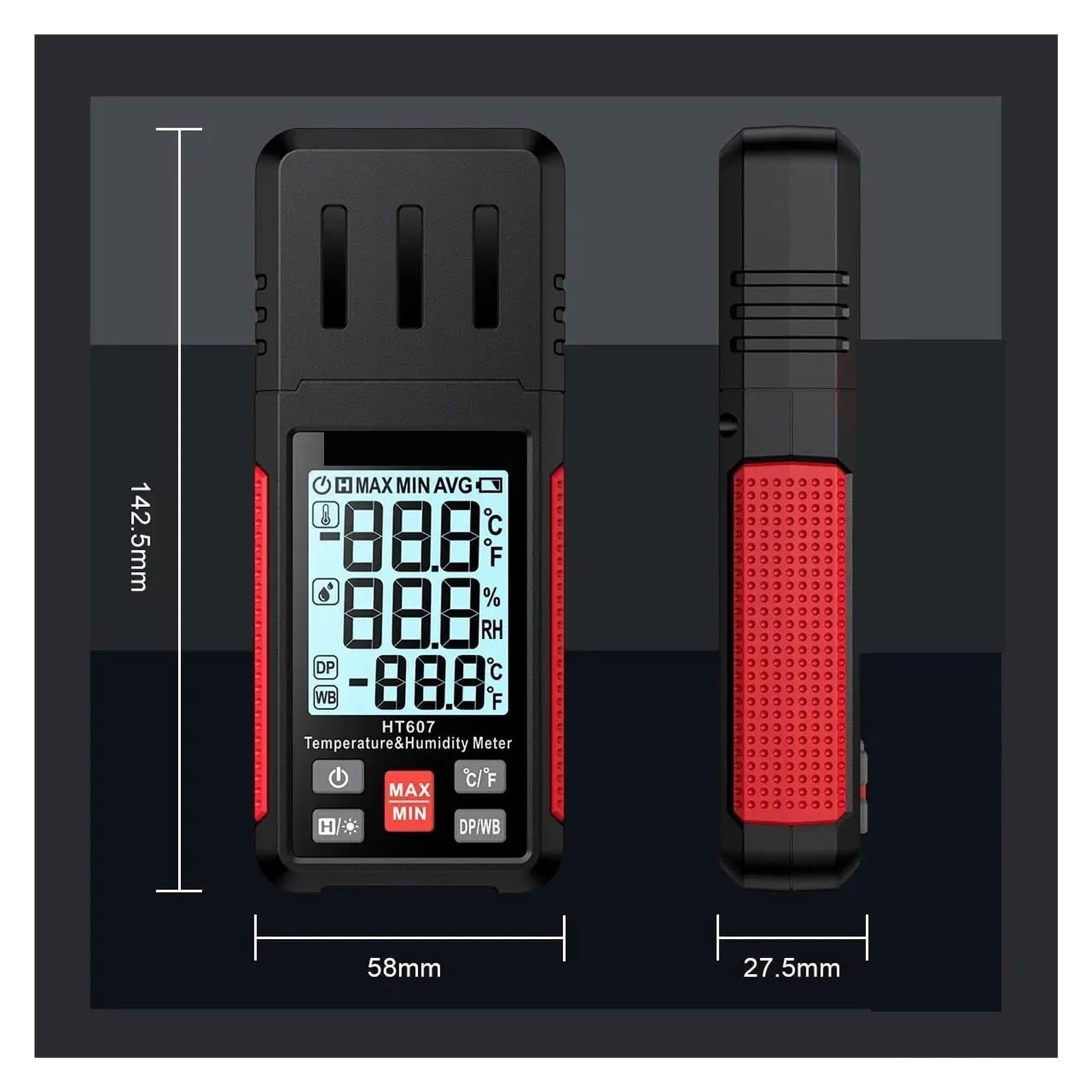 Misuratore di Temperatura e umidità Digitale Igrometro precisione con misuratore del Punto Ambiente LCD e avvisi