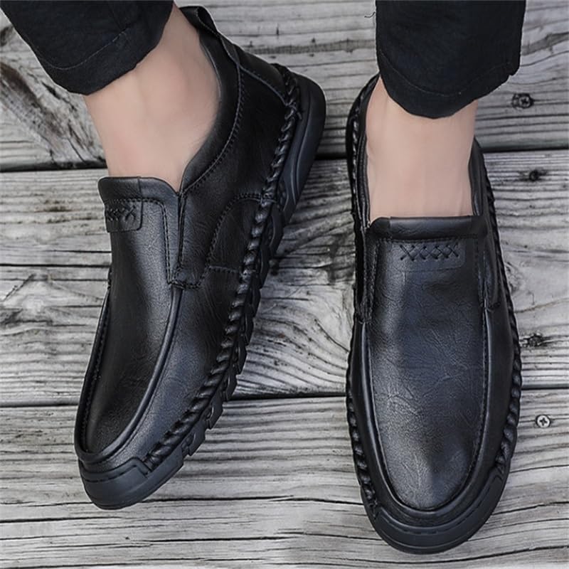 Men's Soft-Soled Loafers Round-Toed Business Slip-on Shoes Flat-Heel Breathable Shock-Absorbing Comfortable Shoes for Men4