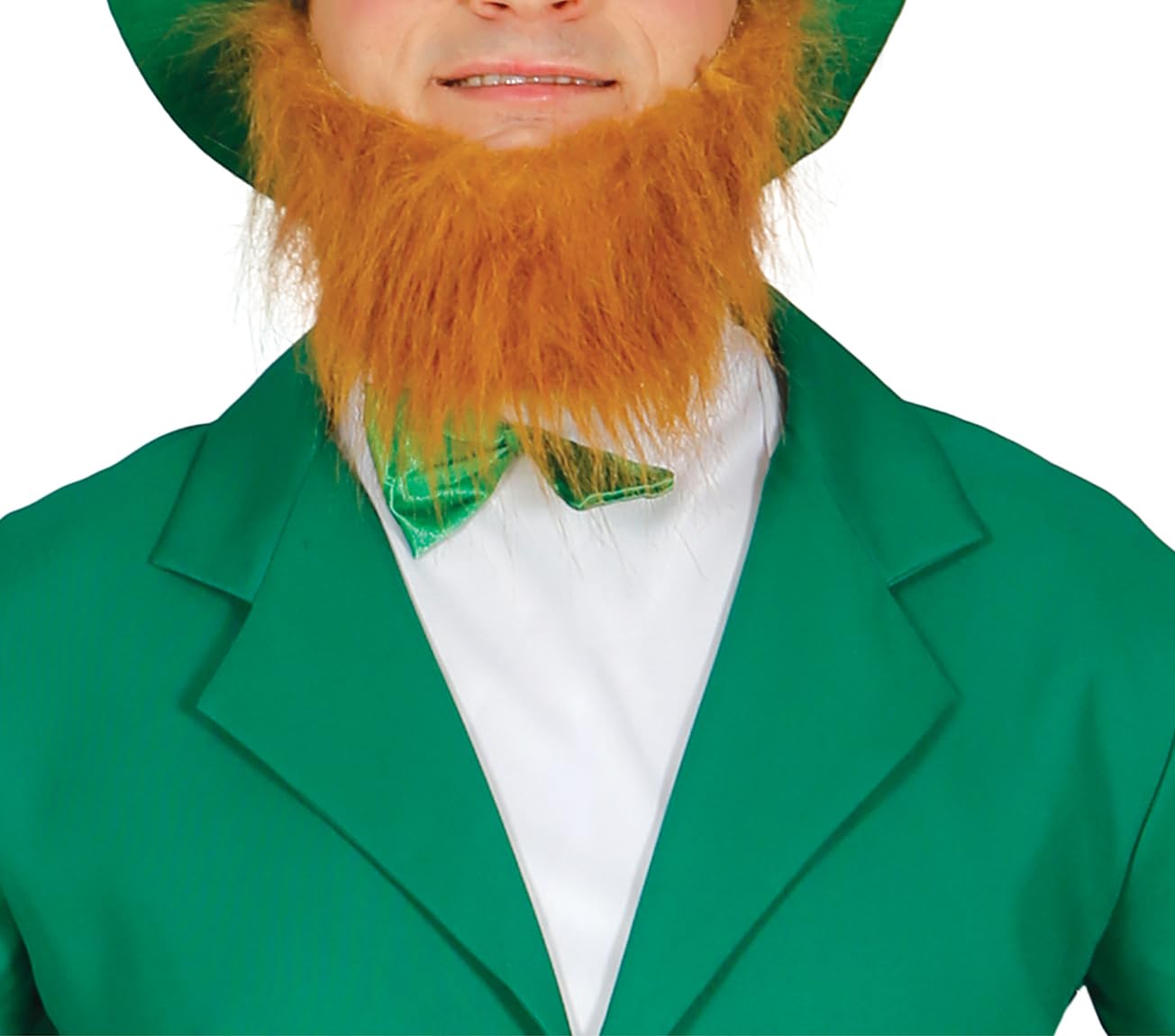FIESTAS GUIRCA | Adult Leprechaun Fancy Dress Costume - Beard, Jacket, Trousers, Shirt Front and Hat - St Patrick's Day, Irish Parties and Celebrations - Ideal for Men - Green