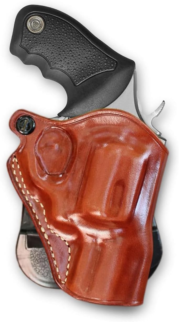 Masc Premium Leather OWB Paddle Holster Open Top Fits 617/817 .357 Magnum 2-inch, Right-Hand Draw, Brown #1420#