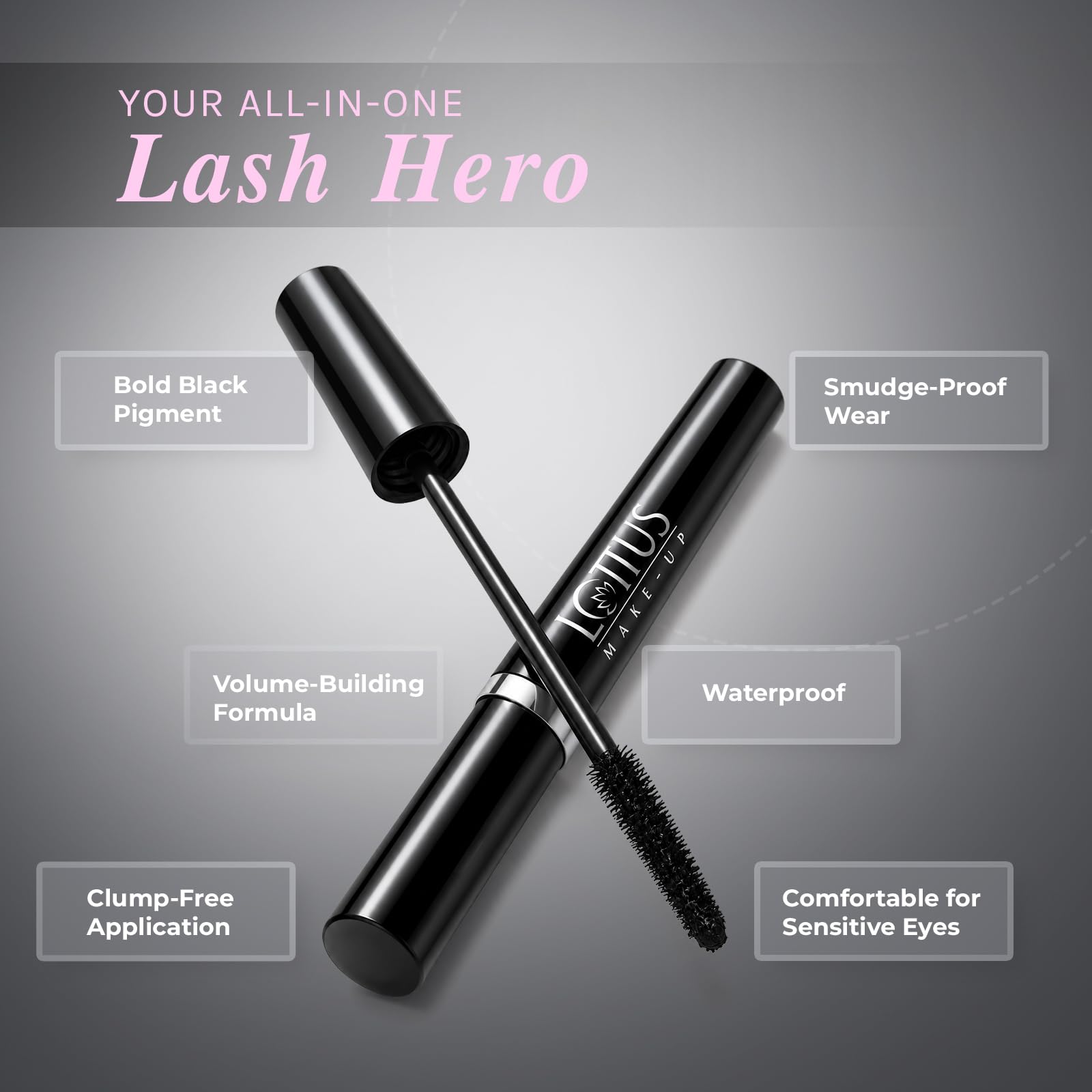 Lotus Make-Up Maxlash Botanical Mascara | Waterproof, Smudge-Proof & Long-Lasting | Clump-Free Volumizing Mascara with Witch Hazel & Lavender Oil | Fragrance Free | Suitable for Sensitive Eyes | 3.8g 3