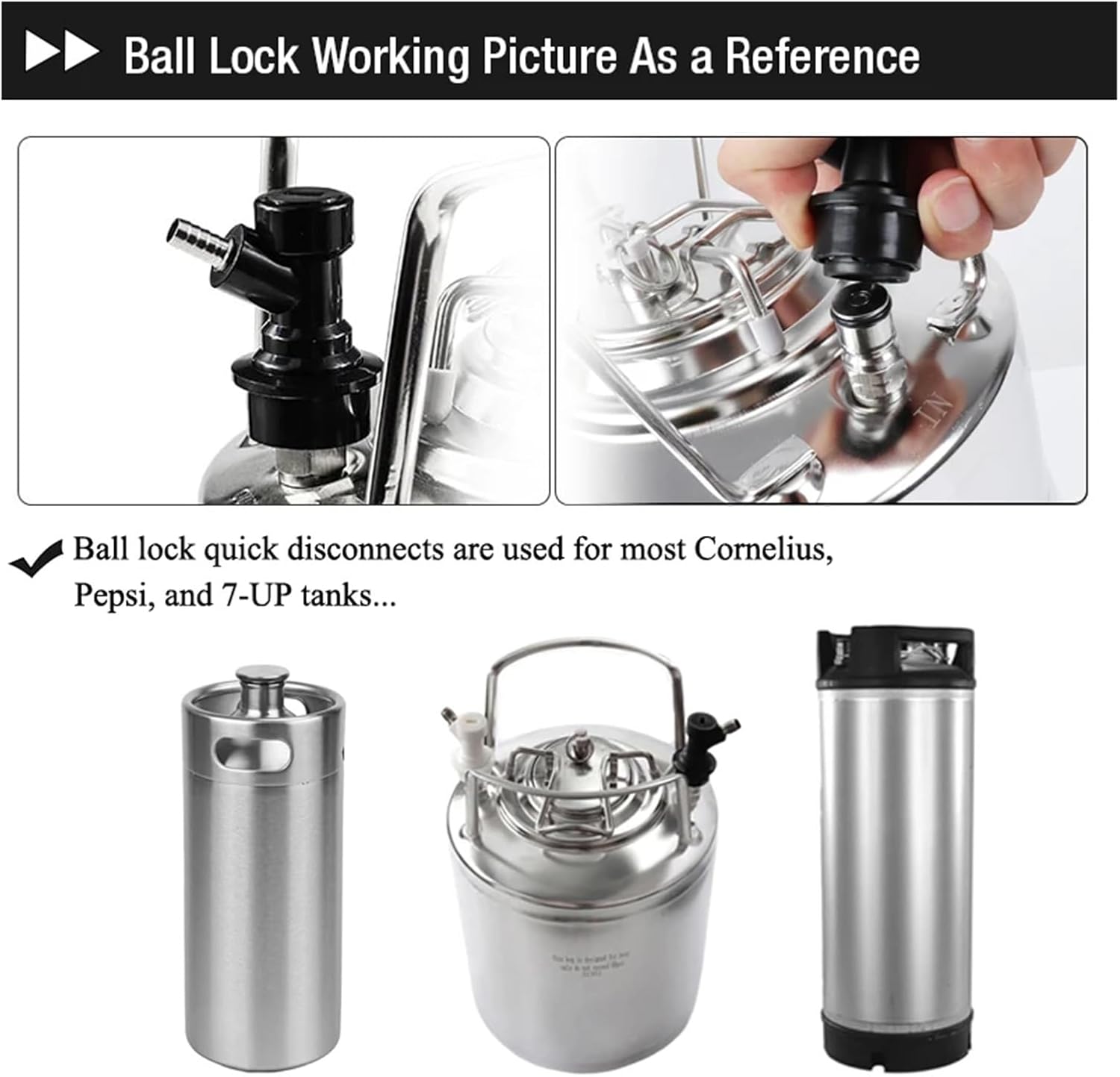 Home Brewing Ball Lock Disconnect Set,Homebrew Beer Keg Disconnect Connector, Barbed Liquid/Gas Dispenser with Push-in Fit and Swivel Nuts Brewing Accessories(Dark Grey)