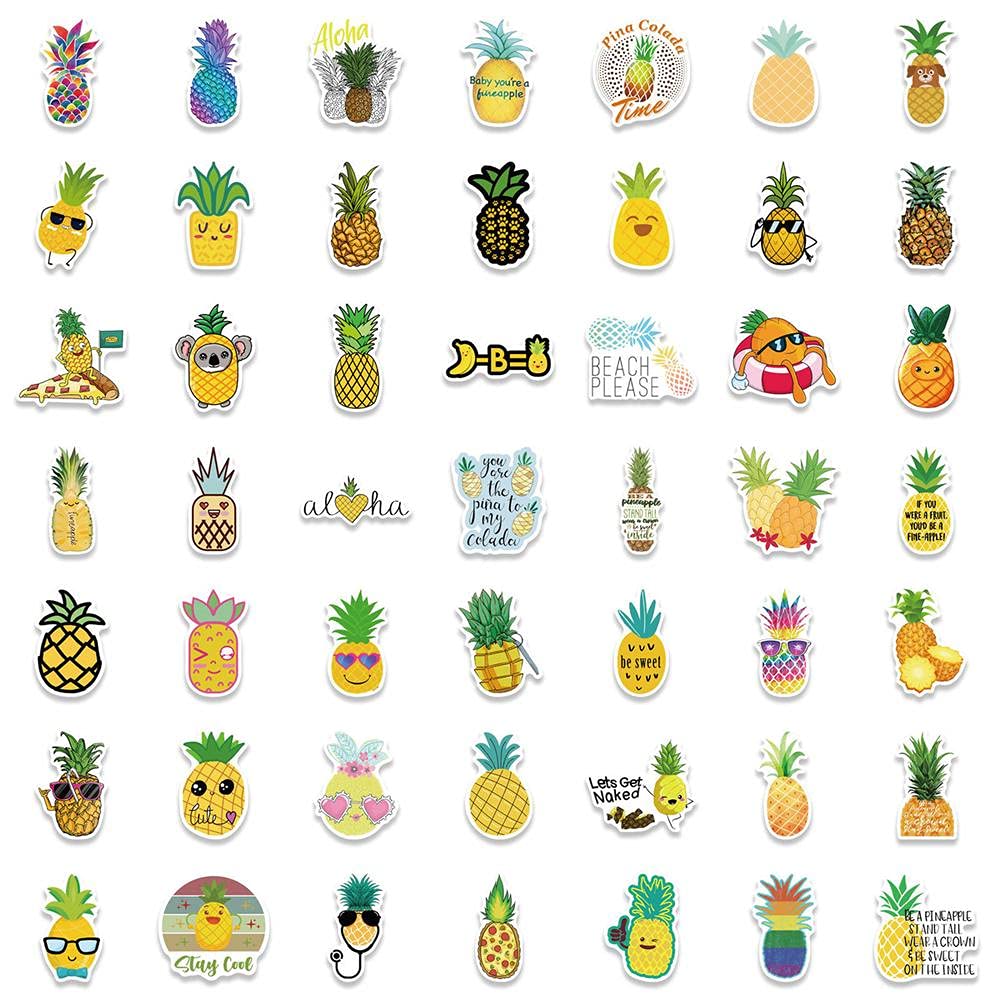 100 szt. naklejka kreskówka ananas graffiti wodoodporne naklejki opakowanie na laptopa butelki wody deskorolkę walizkę motocykl gitara naklejki dekoracja